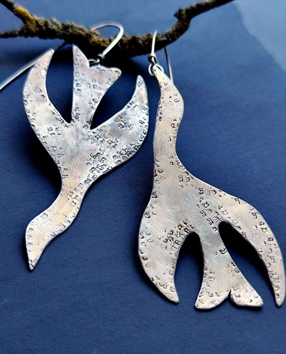 Textured Brass Bird Earrings in Brass/Copper/Silver