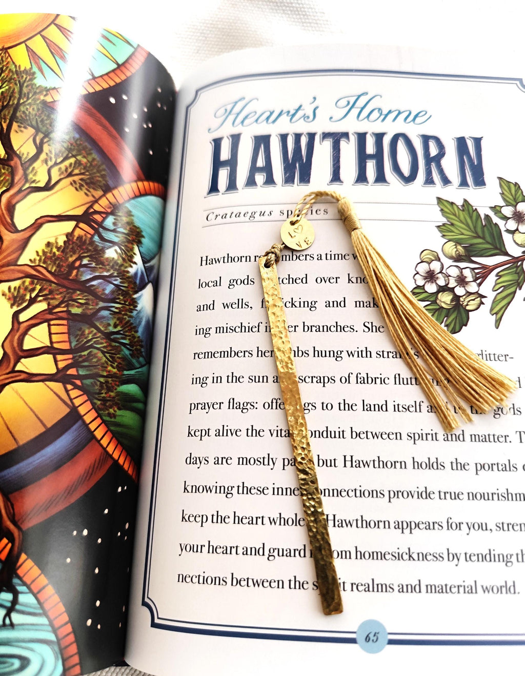 Personalized Golden Brass Bookmark Hammered Texture with Tassel