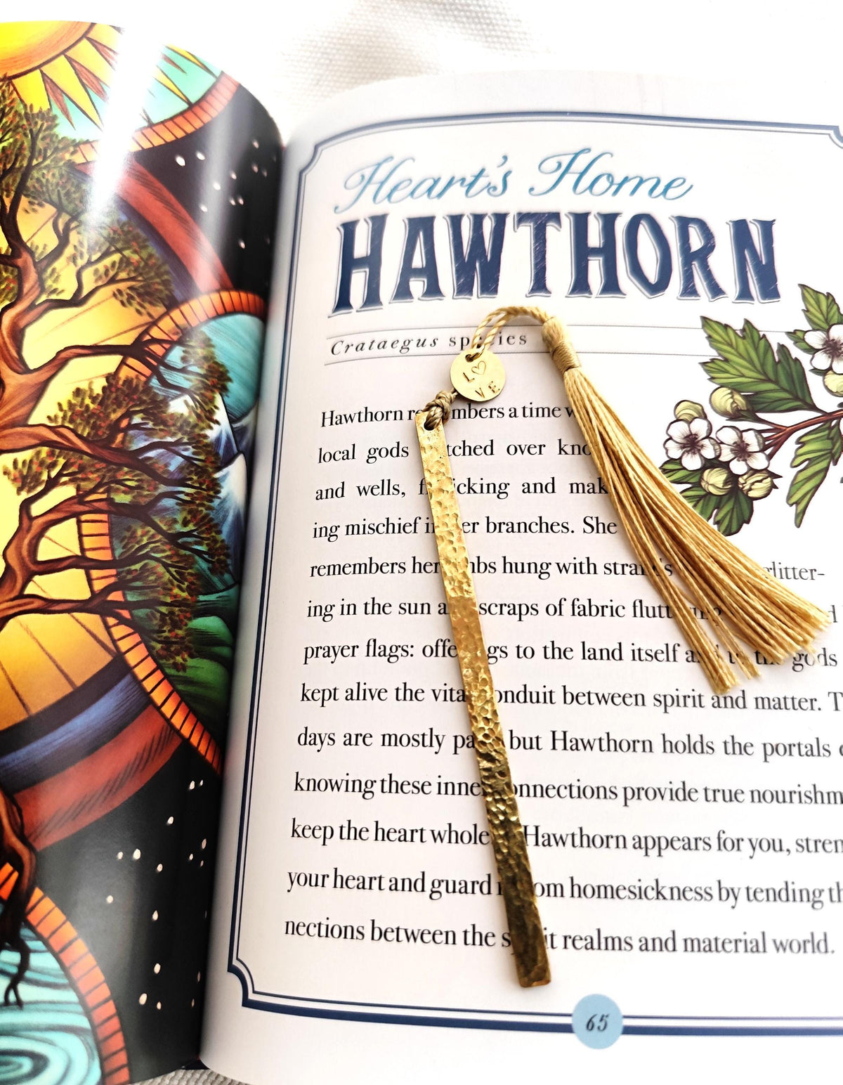 Personalized Golden Brass Bookmark Hammered Texture with Tassel