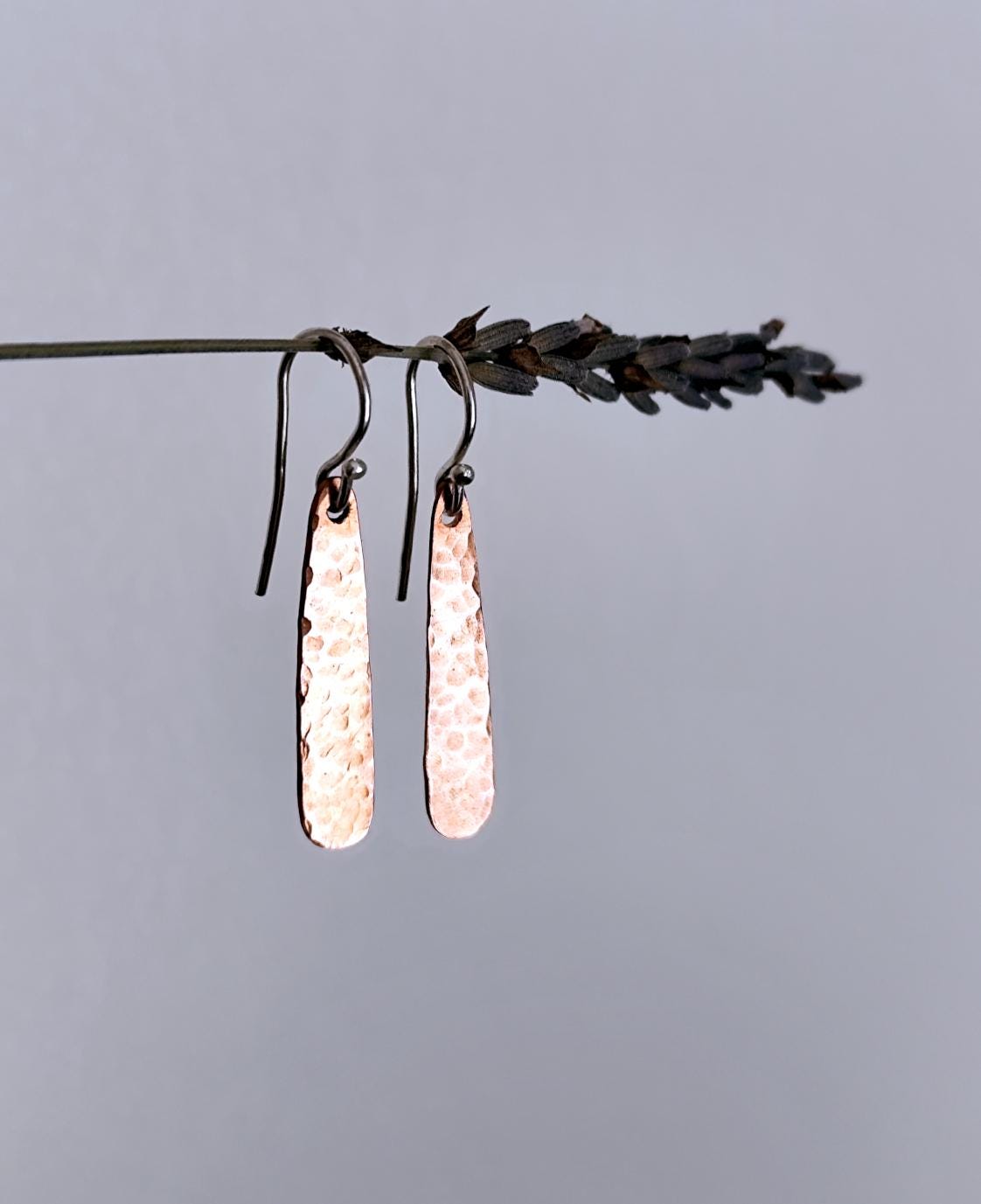 Minimal Textured Silver/Copper/Brass Drop Dangle Earrings with Hammered Finish