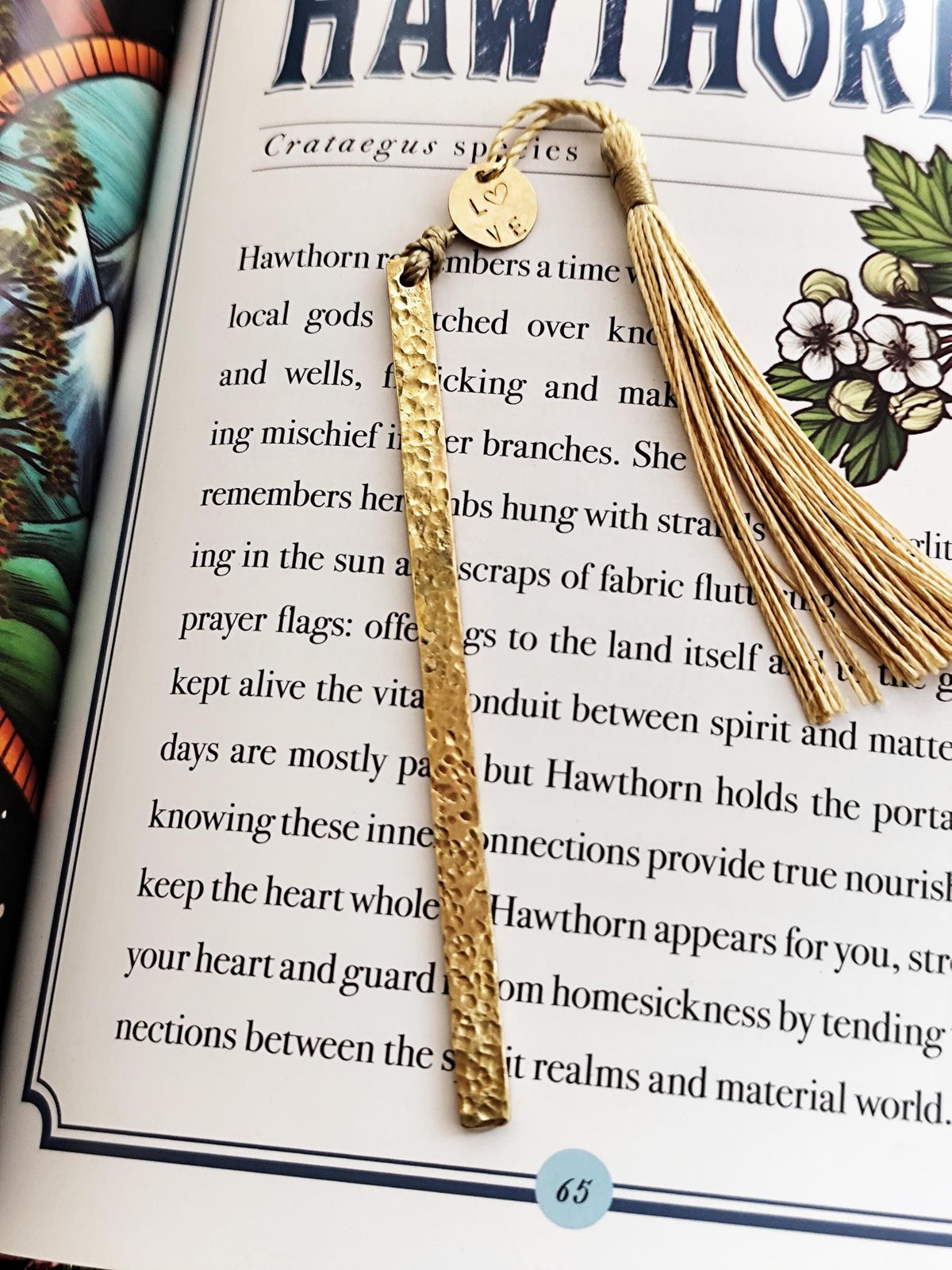Personalized Golden Brass Bookmark Hammered Texture with Tassel