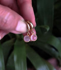 Rose Quartz Charm Gold Plated Hoop Earrings