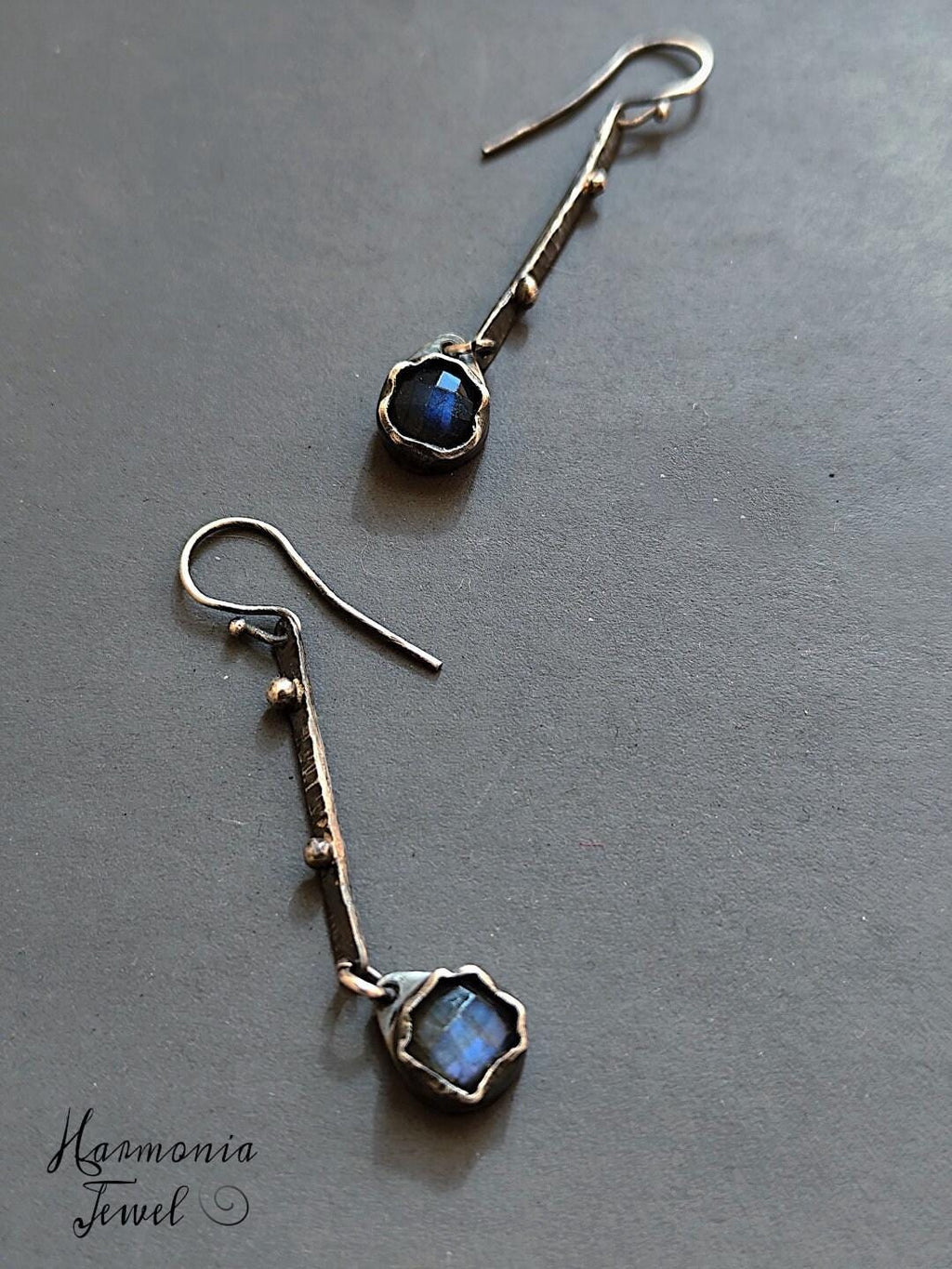 Mismatched Flashy Blue Labradorite Earrings Silver