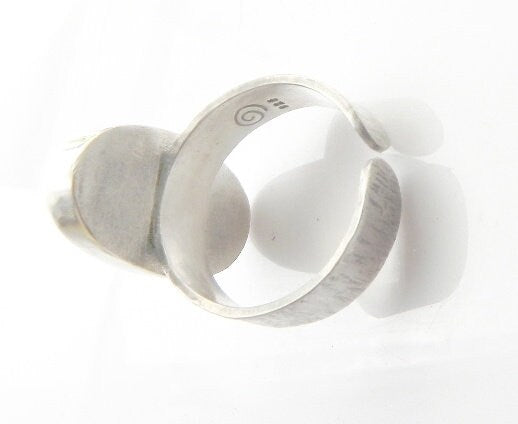 Blue Larimar Ring with Silver Open Band 7.25-9 // 01/2-S