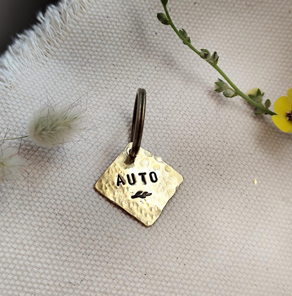 Personalized Square Dog/Cat Tag Smooth/Textured/Shiny / Custom Key-ring Pendant