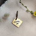 Personalized Square Dog/Cat Tag Smooth/Textured/Shiny / Custom Key-ring Pendant