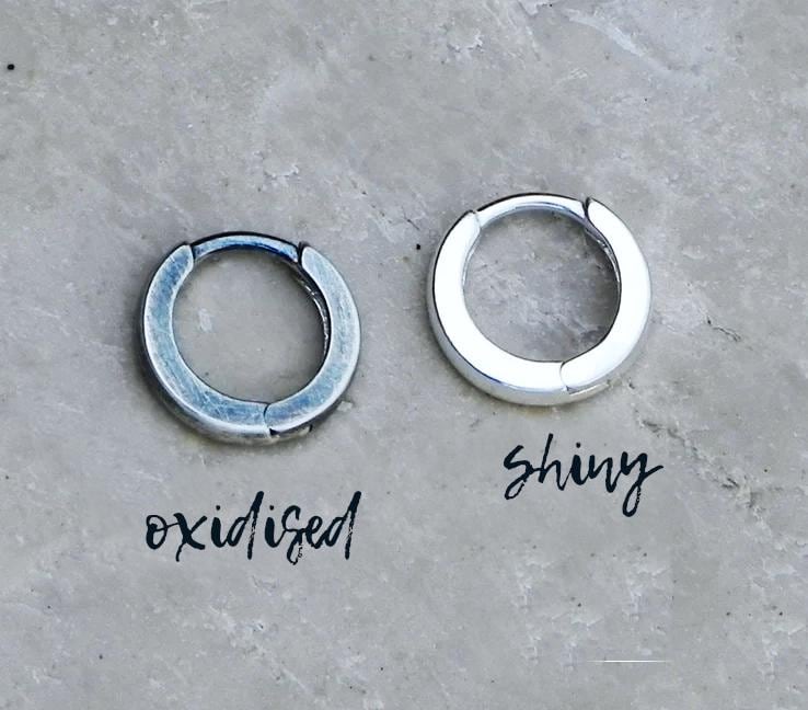 Textured Sterling Silver 14 mm Hoop Earrings Thick Silver Huggies Creole