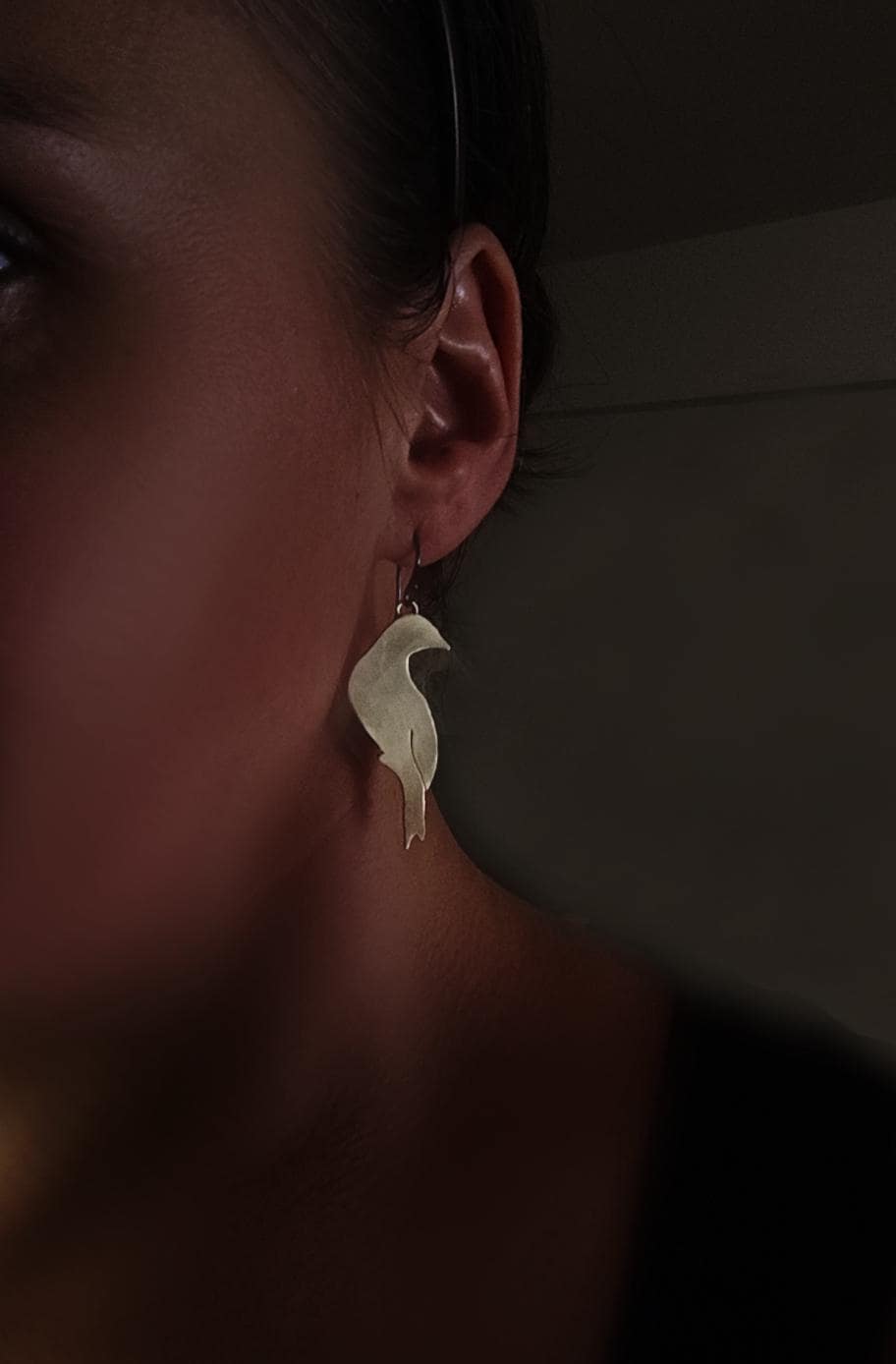 Brass Bird Earrings Mismatched, Lightweight Brass Earrings with Sterling Hooks, Smooth Brass Earrings, Animal Jewelry Pure Golden Brass