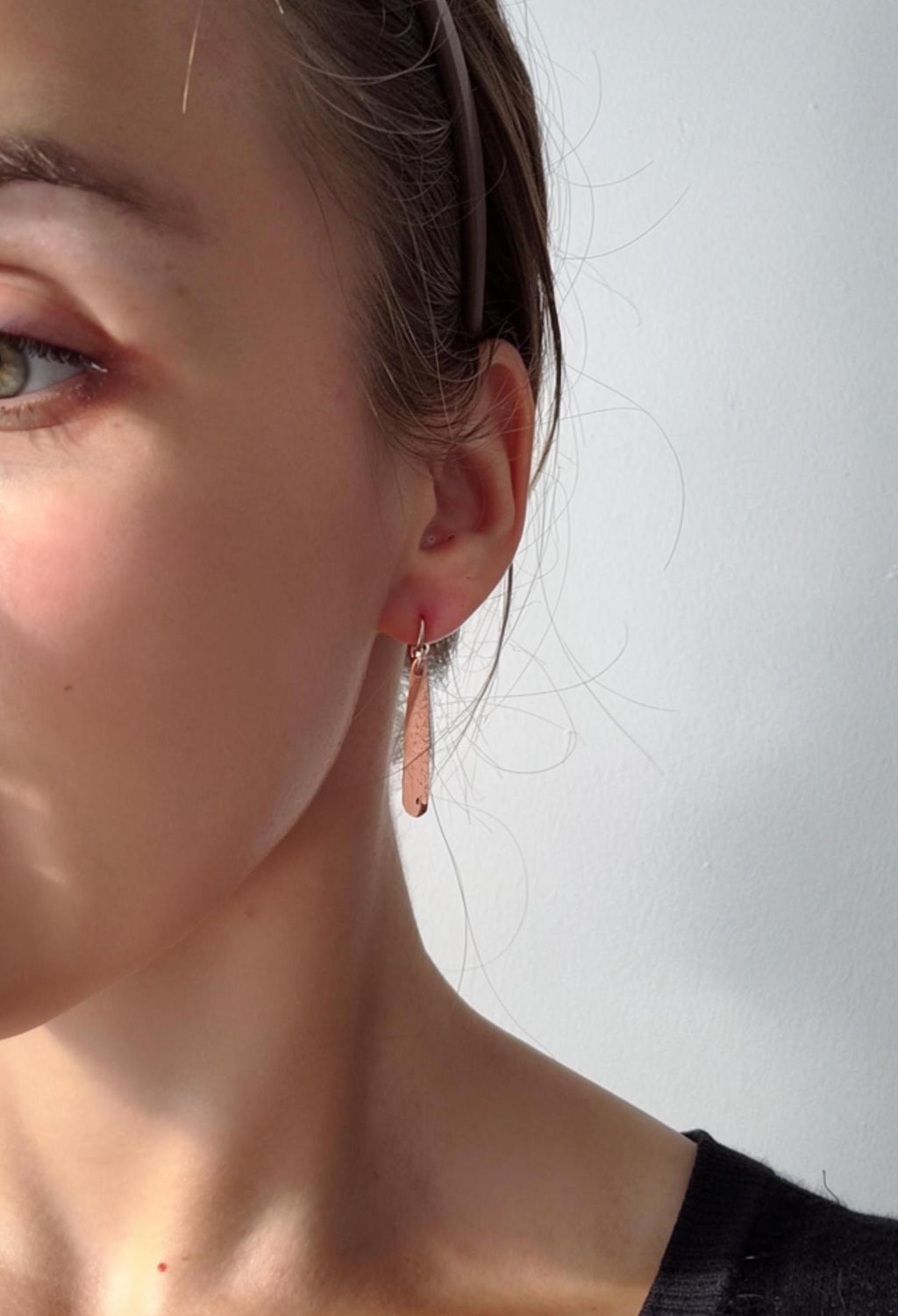 Minimal Textured Silver/Copper/Brass Drop Dangle Earrings with Hammered Finish