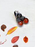 Carnelian Earrings Oxidized Sterling & Carnelian Hoops/ Creoles