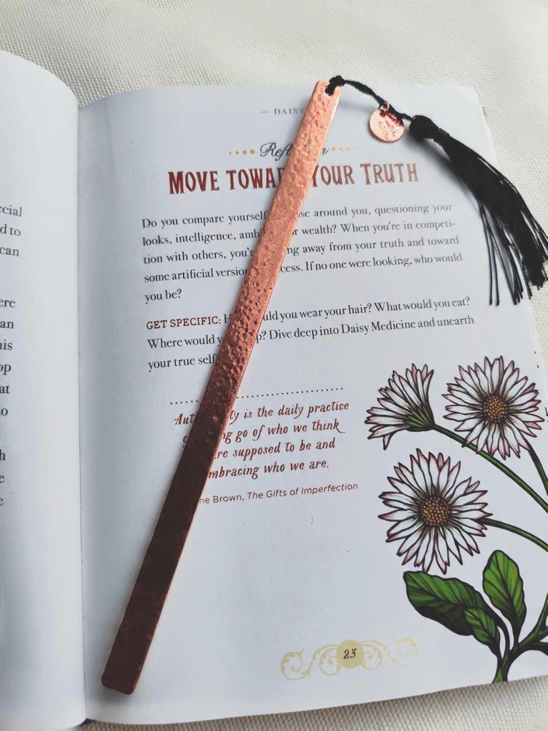 Personalized Copper Bookmark | Hammered Textured Bookmark with Custom Initial/ Date/ Zodiac Charm & Tassel | Gift Idea
