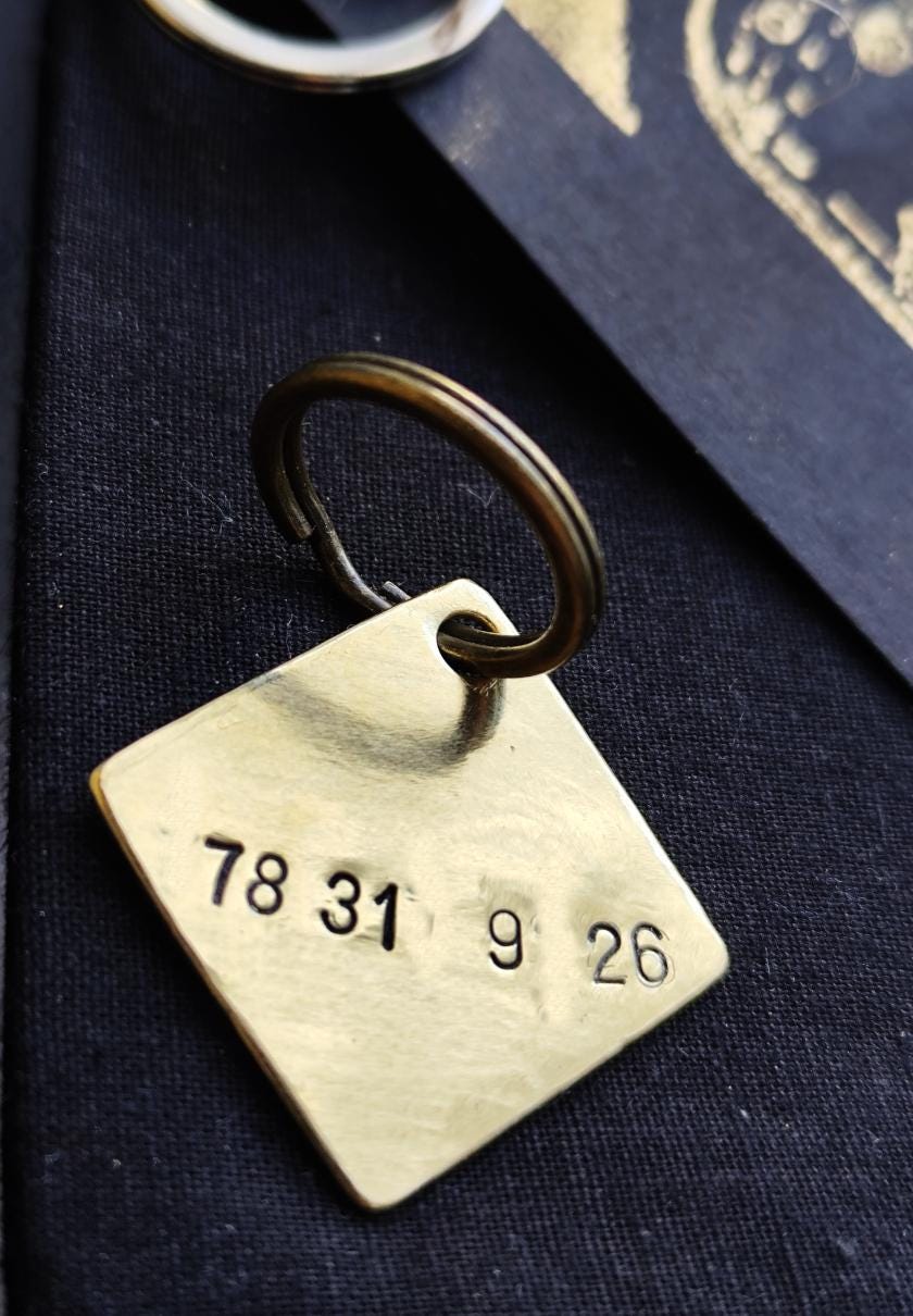 Personalized Square Dog/Cat Tag Smooth/Textured/Shiny / Custom Key-ring Pendant