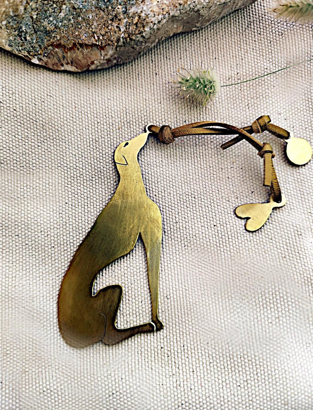 Artsy Brass Greyhound Bookmark - Personalized Dog Lover Gift