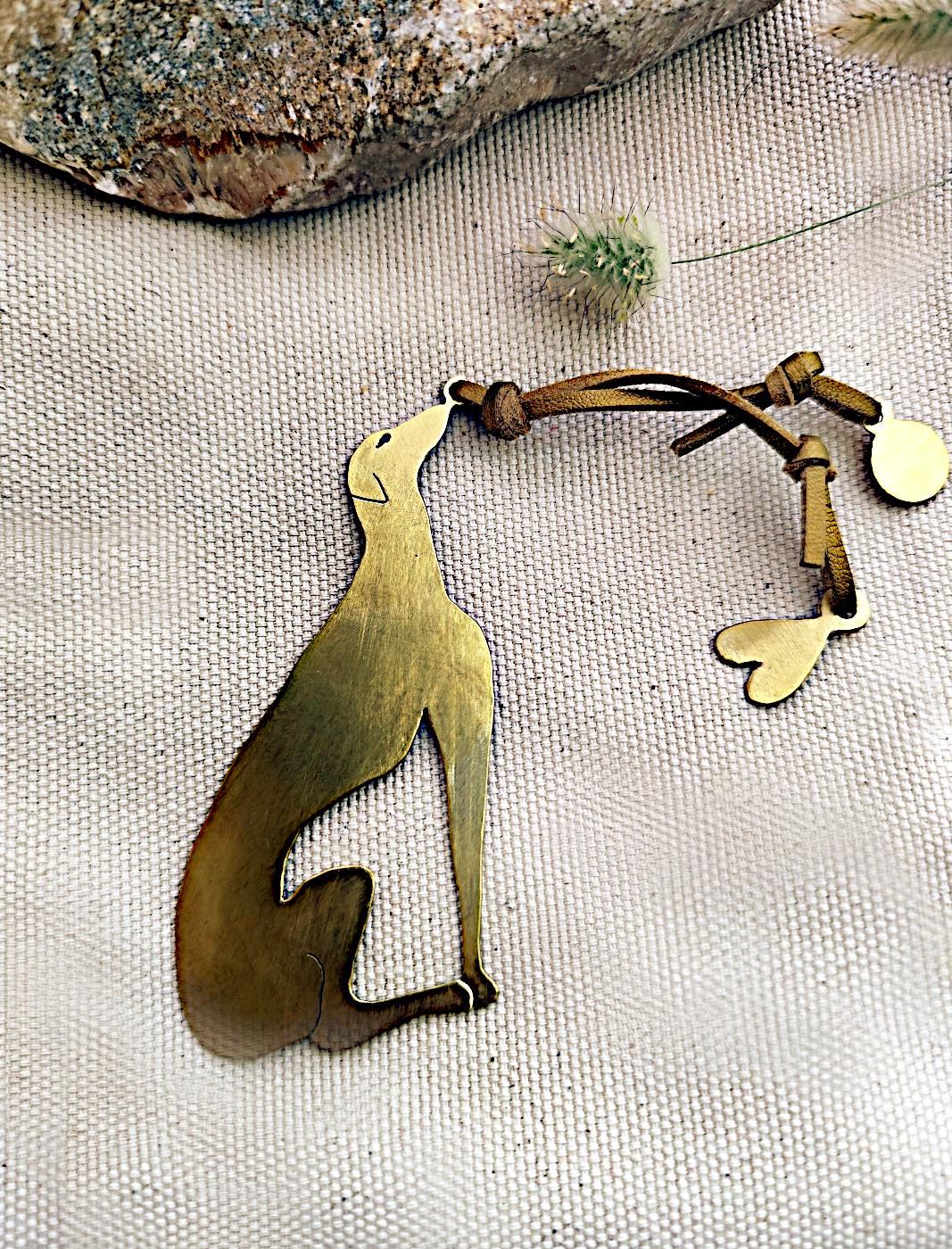 Artsy Brass Greyhound Bookmark - Personalized Dog Lover Gift