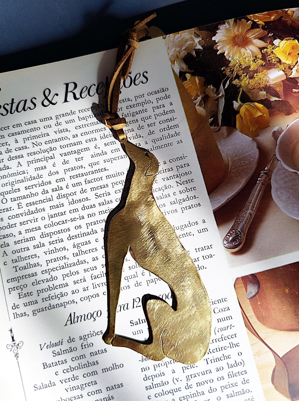 Artsy Brass Greyhound Bookmark - Personalized Dog Lover Gift
