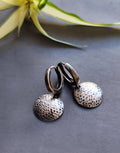 Short Hoop Earrings with Textured Disc Coins