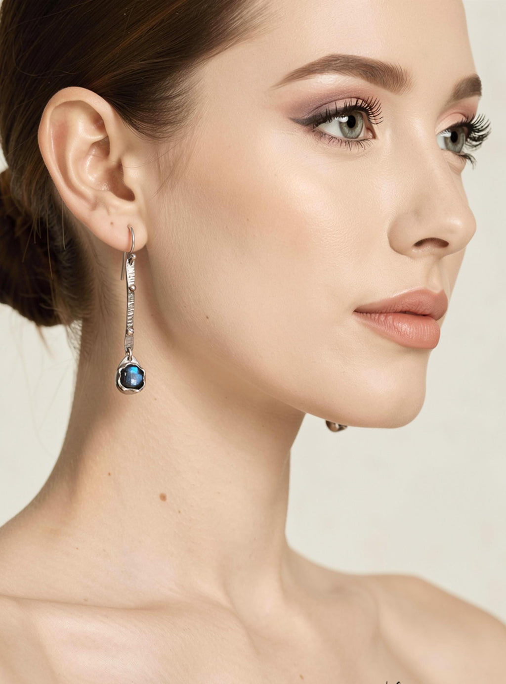 Mismatched Flashy Blue Labradorite Earrings Silver