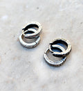 Textured Sterling Silver 14 mm Hoop Earrings Thick Silver Huggies Creole