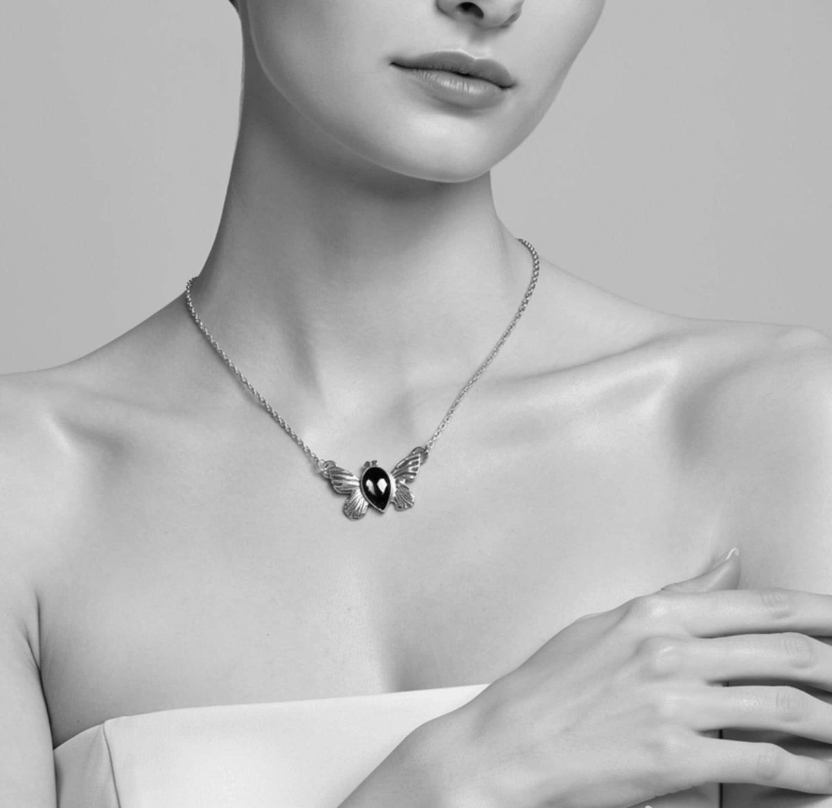 Butterfly Silver Necklace with Blue Fire Labradorite - Thoughts on Freedom Vol. II