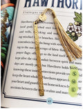 Personalized Golden Brass Bookmark Hammered Texture with Tassel
