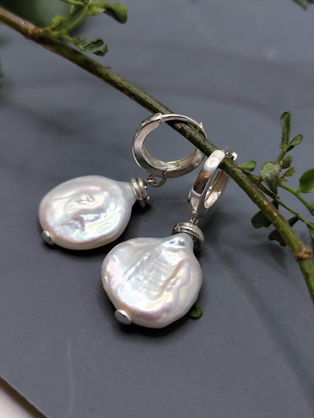 Baroque Pearl Earrings, Large Pearl Earrings, Earrings Pearls Sterling Silver, Natural Pearls Earrings Women, Gift Women, Gifts Wife Ag925