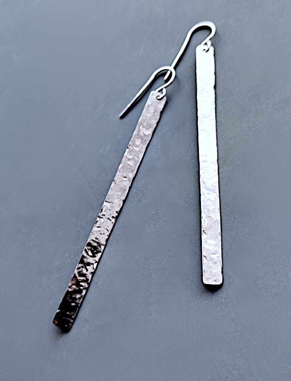 Textured Brass Stick Earrings Golden Brass