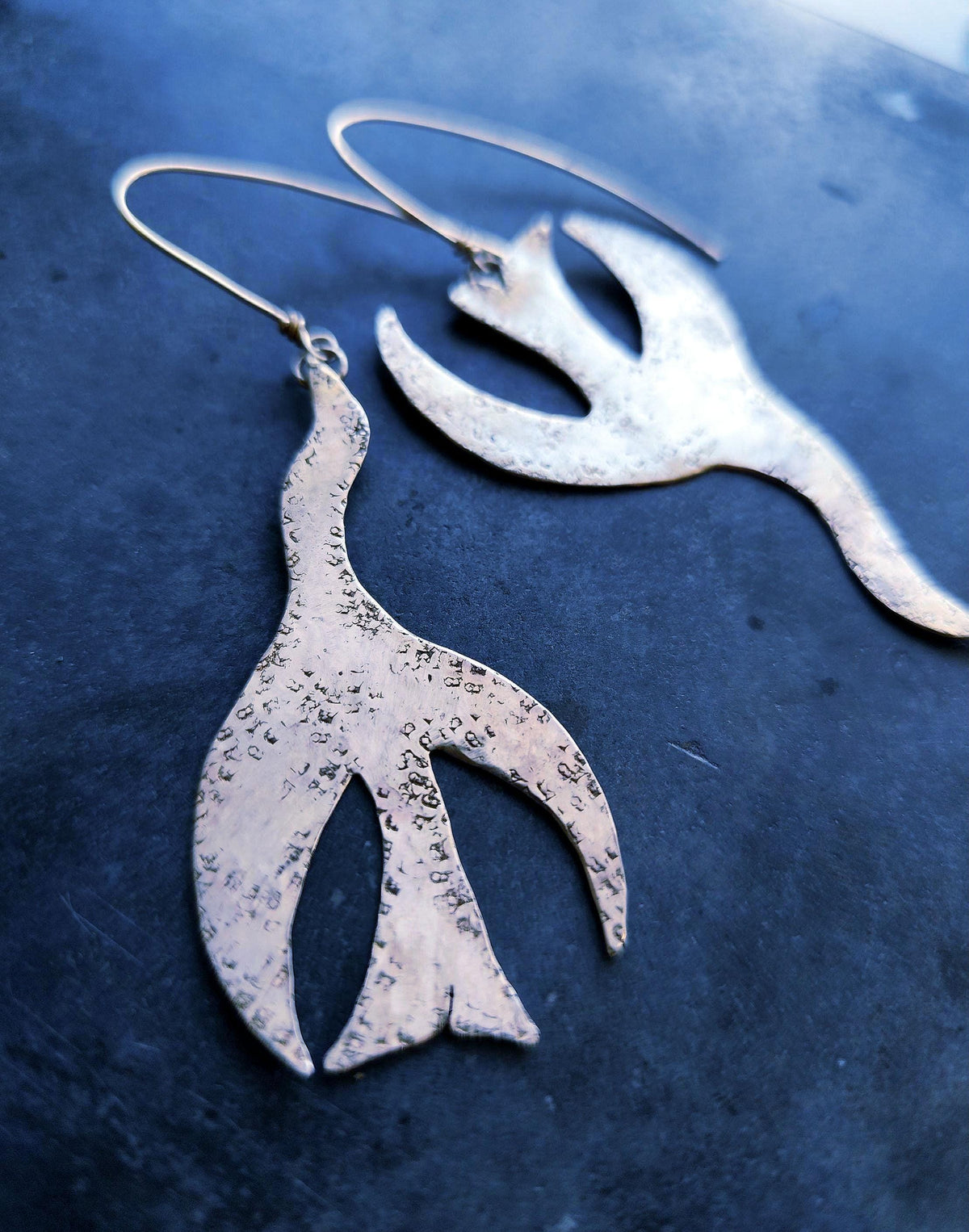 Textured Brass Bird Earrings in Brass/Copper/Silver