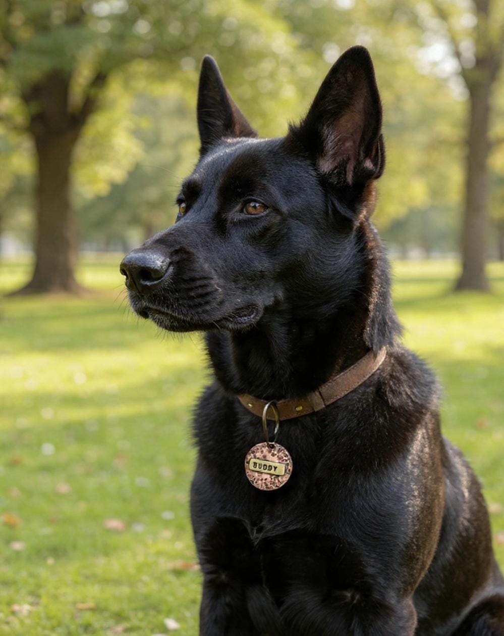 32mm Copper & Brass Pet ID with Heart Detail in Rustic or Shiny Finish - for Large Dogs / Key-rings
