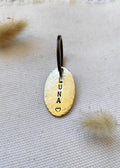 Hammered Texture Brass Oval ID Tag - Personalized Pet Tag / Key-ring Detail