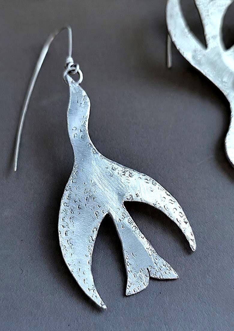 Textured Brass Bird Earrings in Brass/Copper/Silver