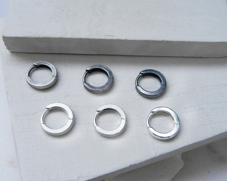 Silver Huggies 14mm with Satin / Matte / Shiny Texture