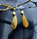 Organic Shape Golden Brass Earrings with Sterling Studs