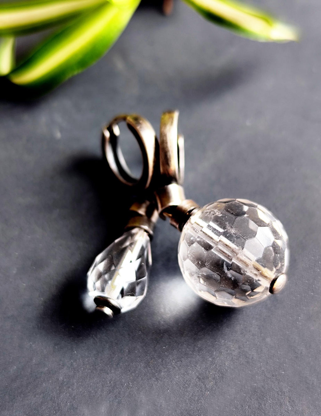 Prism Faceted Crystal Quartz Silver Hoop Earrings