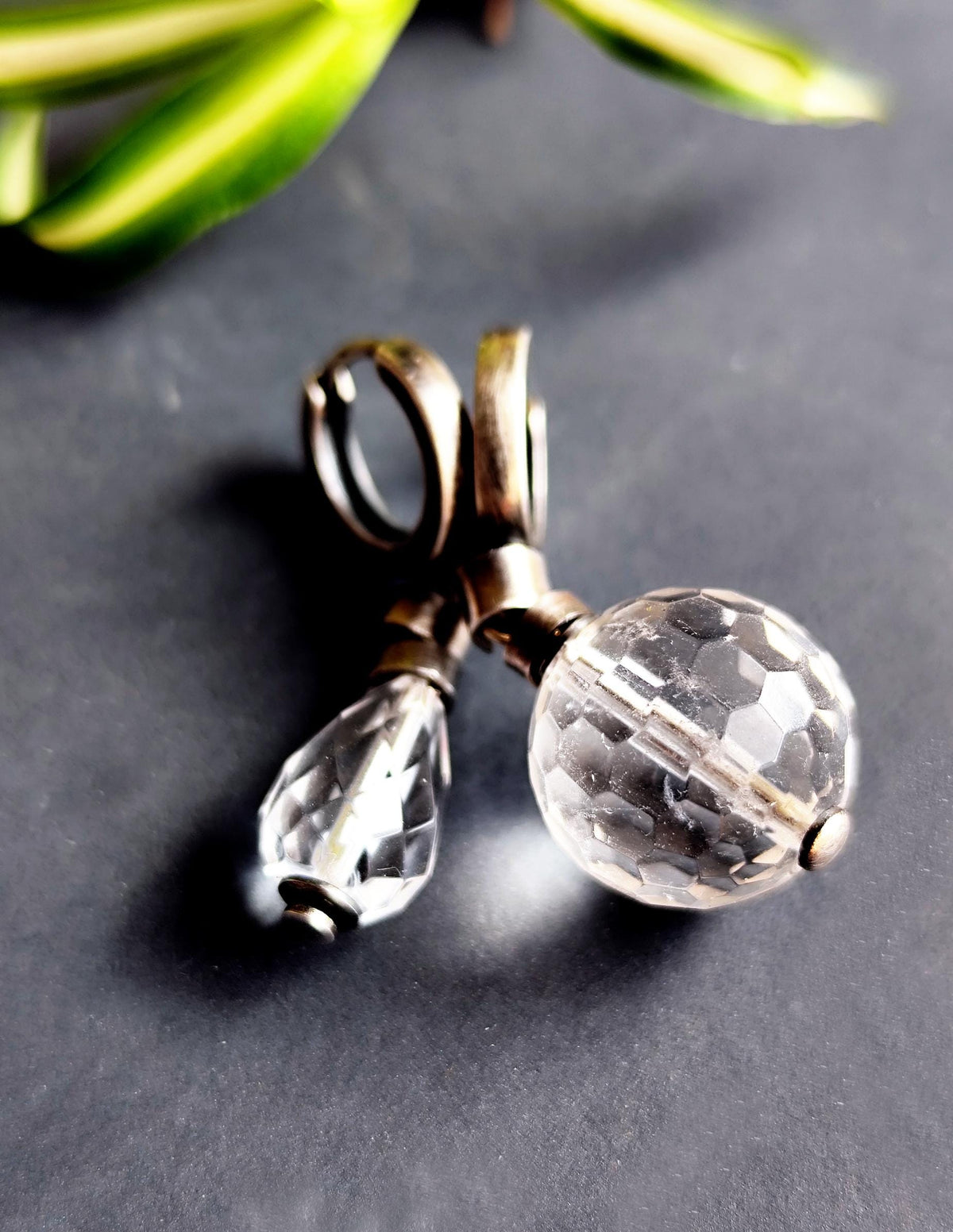 Prism Faceted Crystal Quartz Silver Hoop Earrings