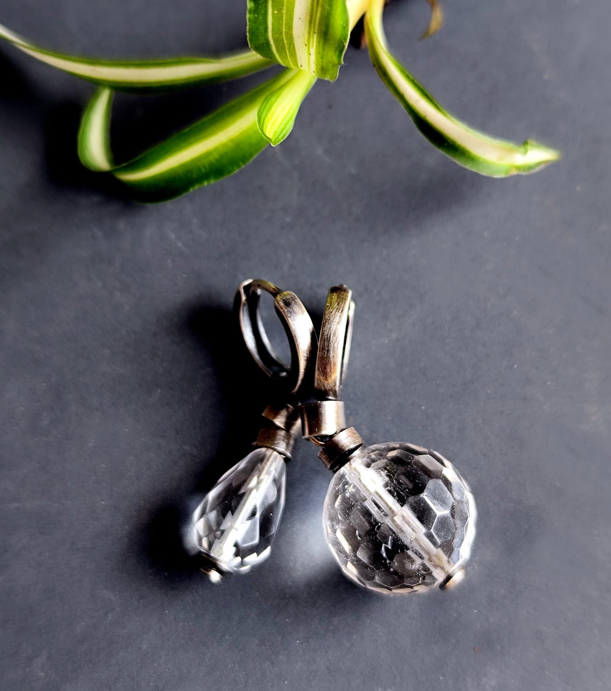 Prism Faceted Crystal Quartz Silver Hoop Earrings