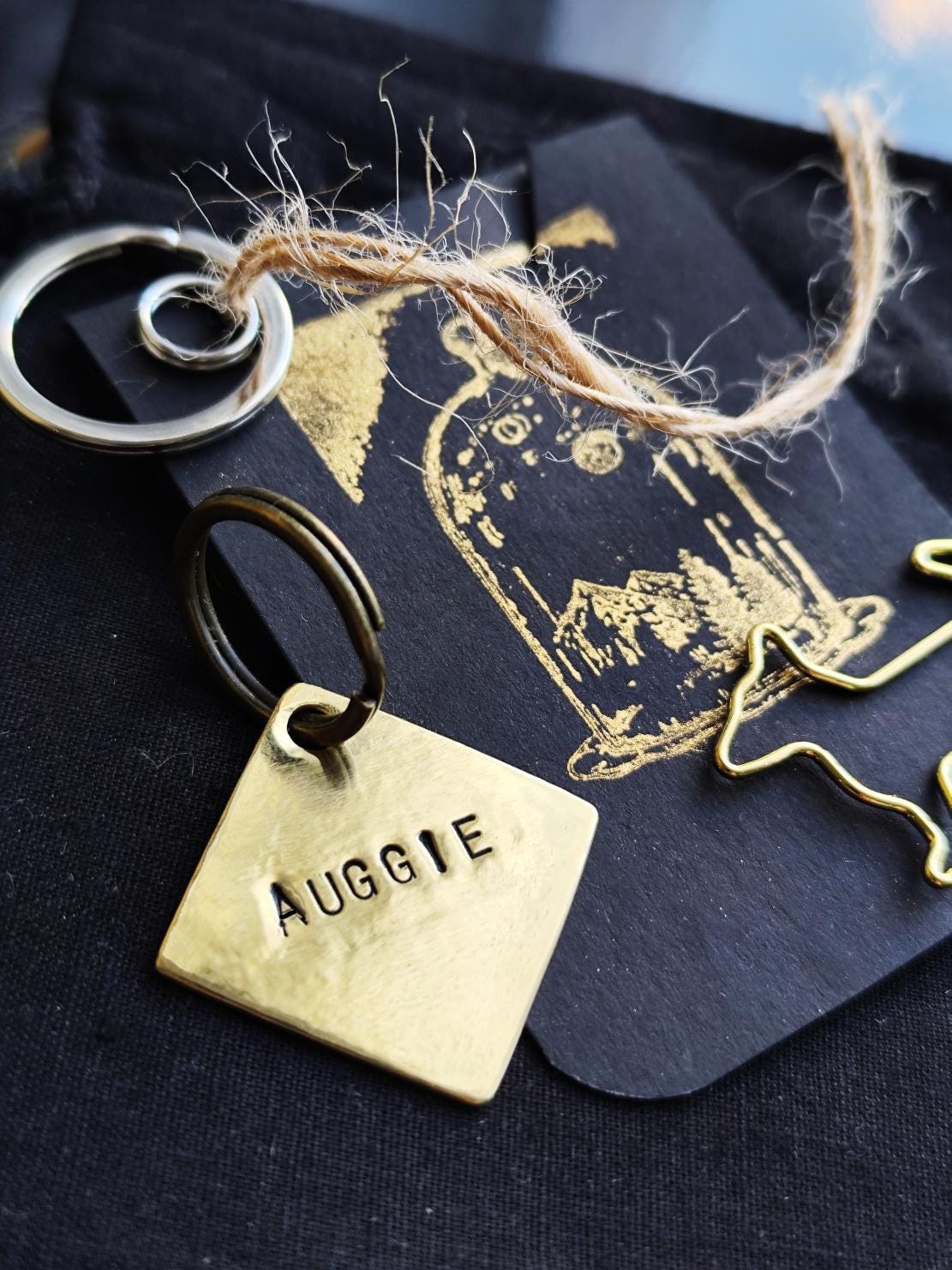 Personalized Square Dog/Cat Tag Smooth/Textured/Shiny / Custom Key-ring Pendant