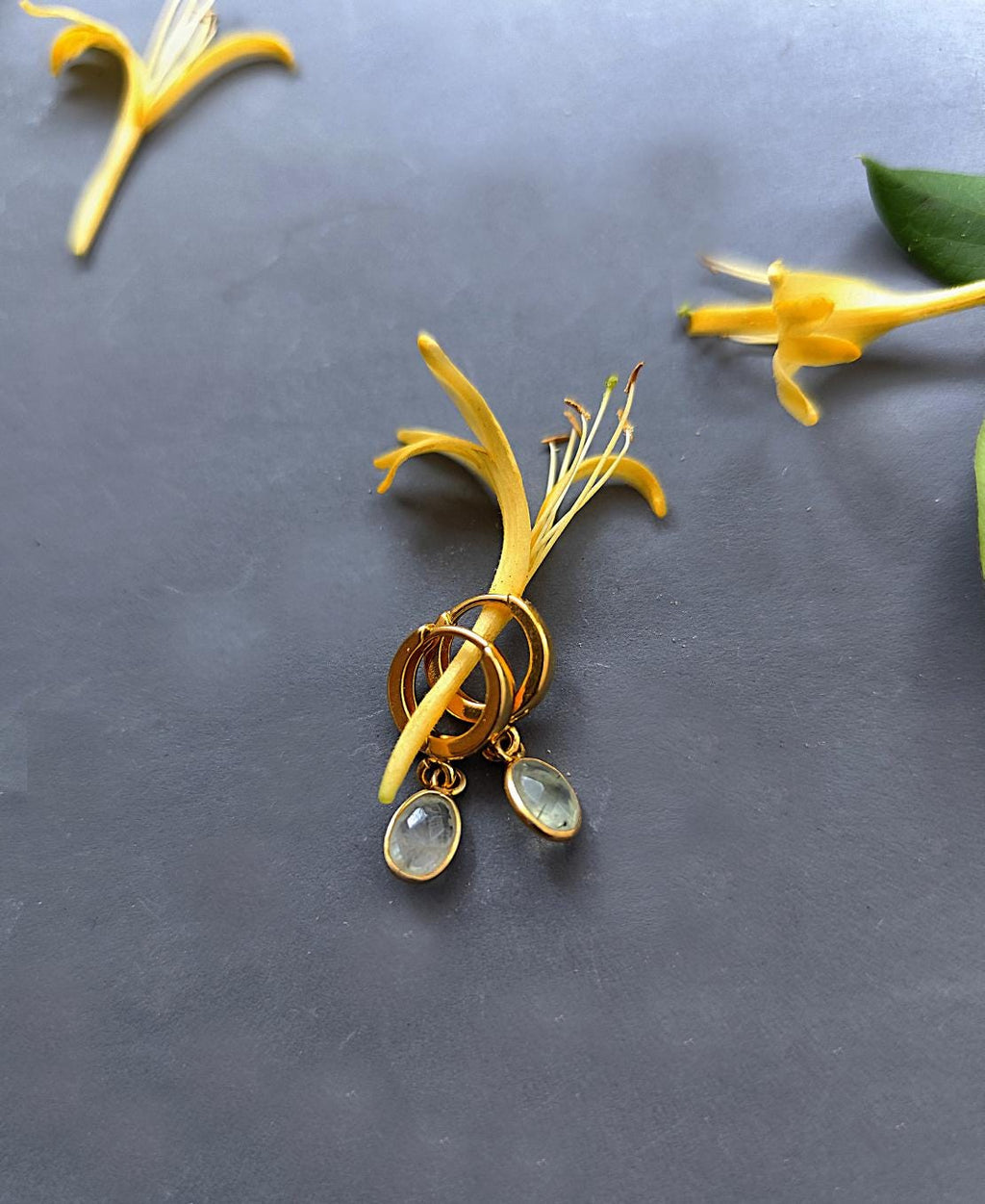 Tiny Golden Prehnite Hoops, Gold Plated Sterling Earrings Light Green Gemstone Charm, Huggies with Prehnite, Prom Earrings, Gold Huggies