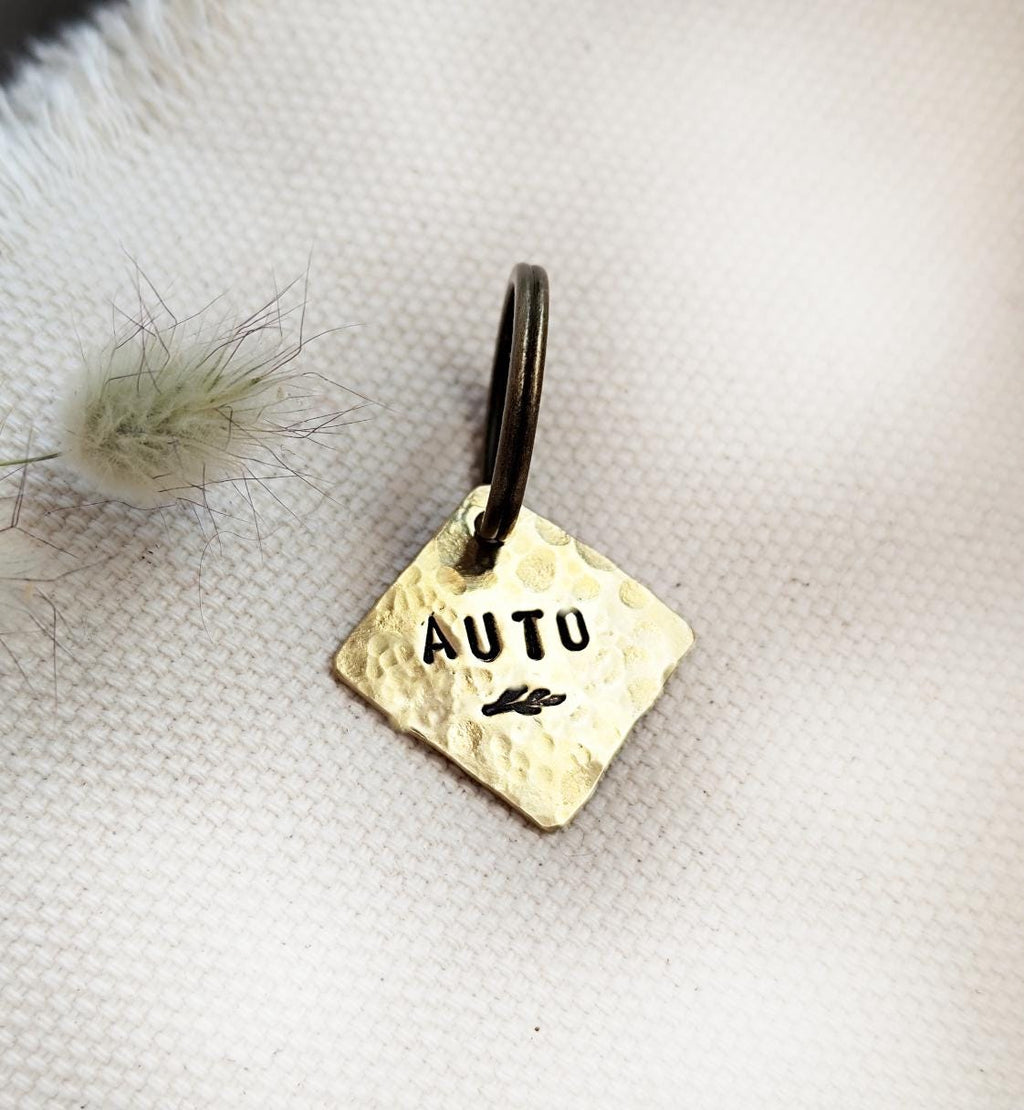 Personalized Square Dog/Cat Tag Smooth/Textured/Shiny / Custom Key-ring Pendant