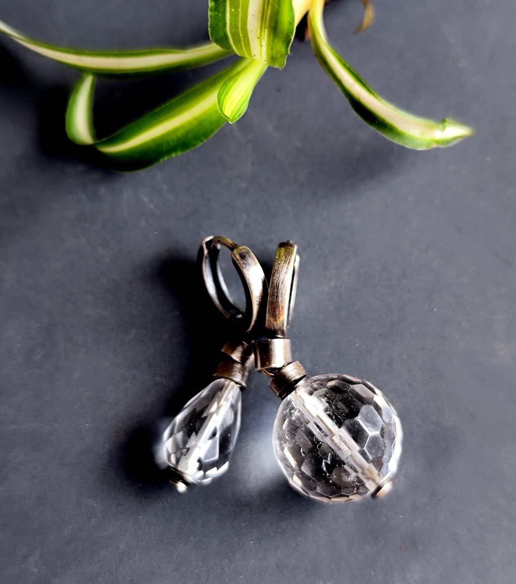 Prism Faceted Crystal Quartz Silver Hoop Earrings