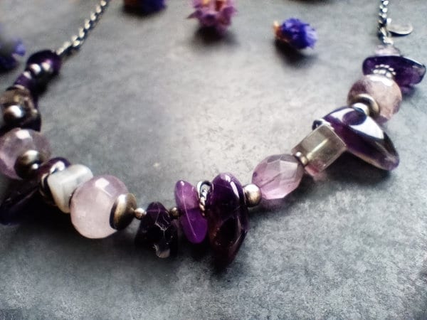 Purple Rain - Amethyst & Fluorite Necklace with Silver Chain - Vol. I