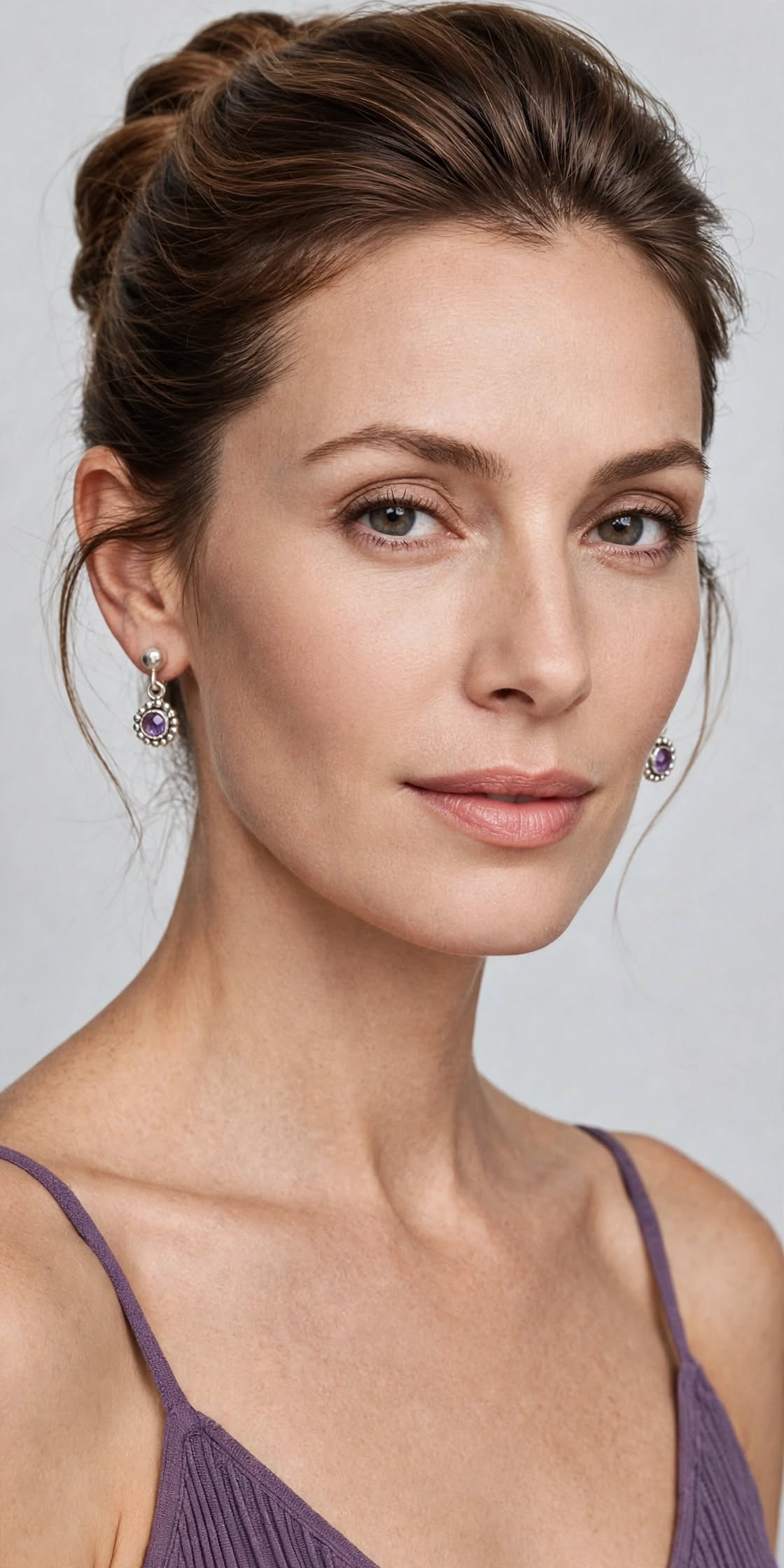 Rustic Dainty Flower Earrings on Studs with Textured Ball
