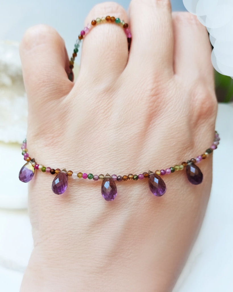 Dainty Tourmaline Choker with Ametrine Drops