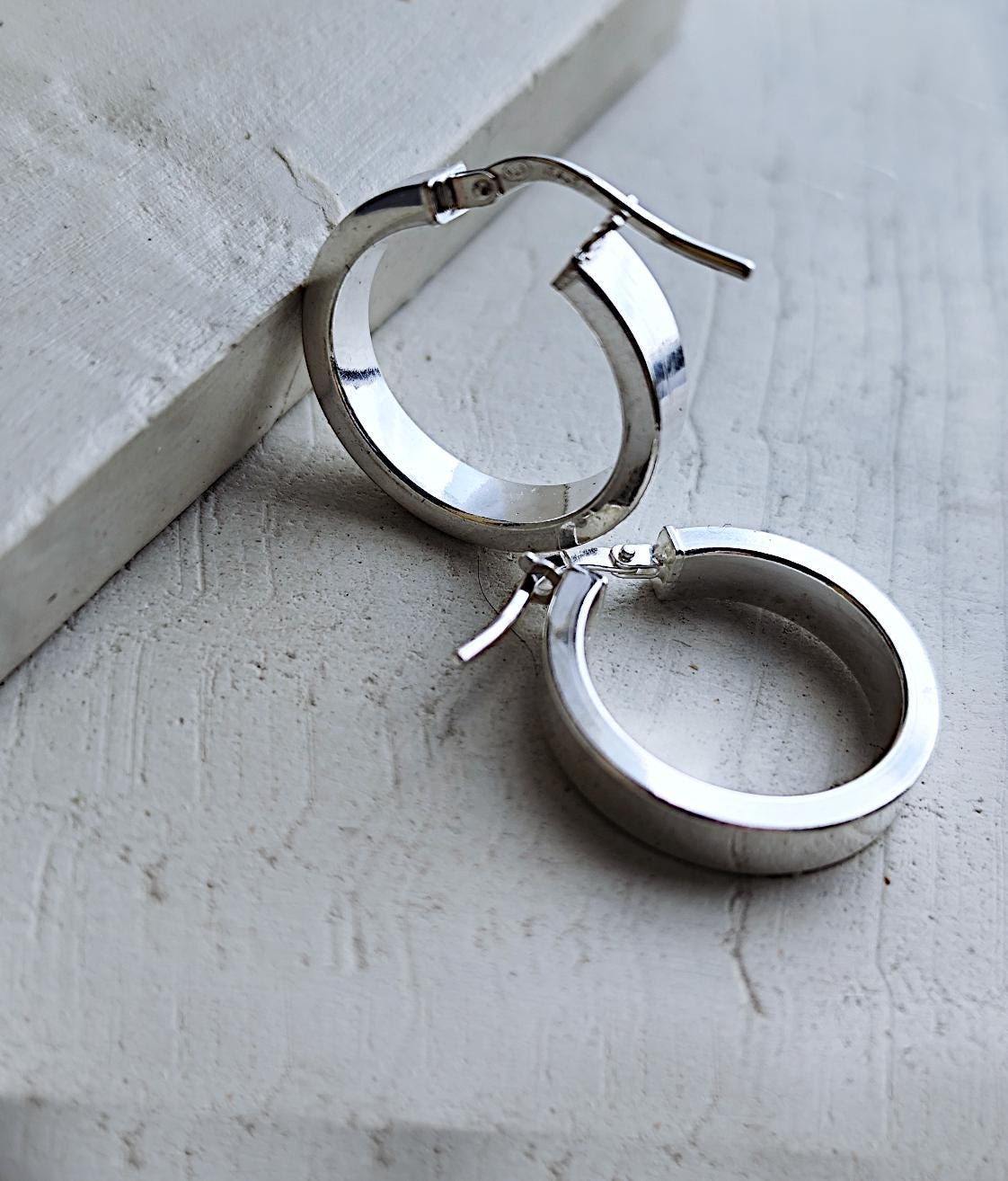 Smooth Large Sterling Silver Hoop Earrings, Thick Tube Classic Hoop Earrings Silver 925, Minimal Jewellery for Him /for Her, Créoles 925