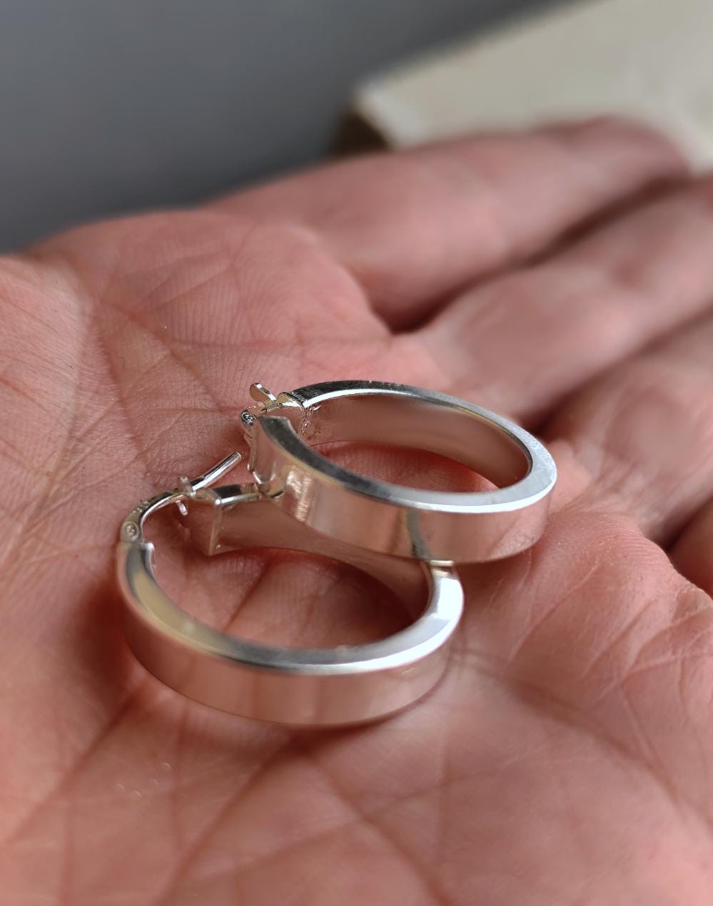 Smooth Large Sterling Silver Hoop Earrings, Thick Tube Classic Hoop Earrings Silver 925, Minimal Jewellery for Him /for Her, Créoles 925