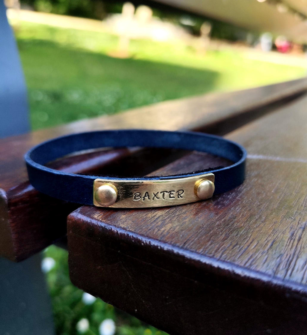 Personalized Leather Dog House Collar with Brass ID Nameplate Slim 10mm Indoor Pet Non-Adjustable Red/Black/Mustard Collar