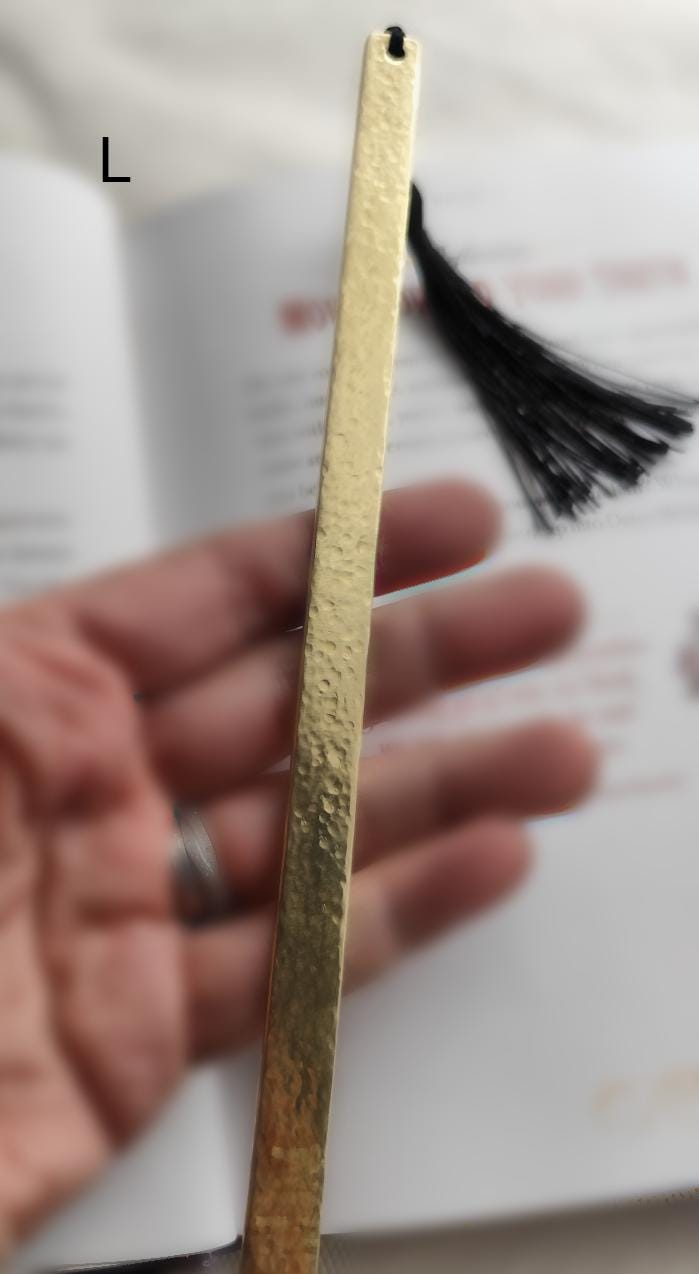 Personalized Golden Brass Bookmark Hammered Texture with Tassel