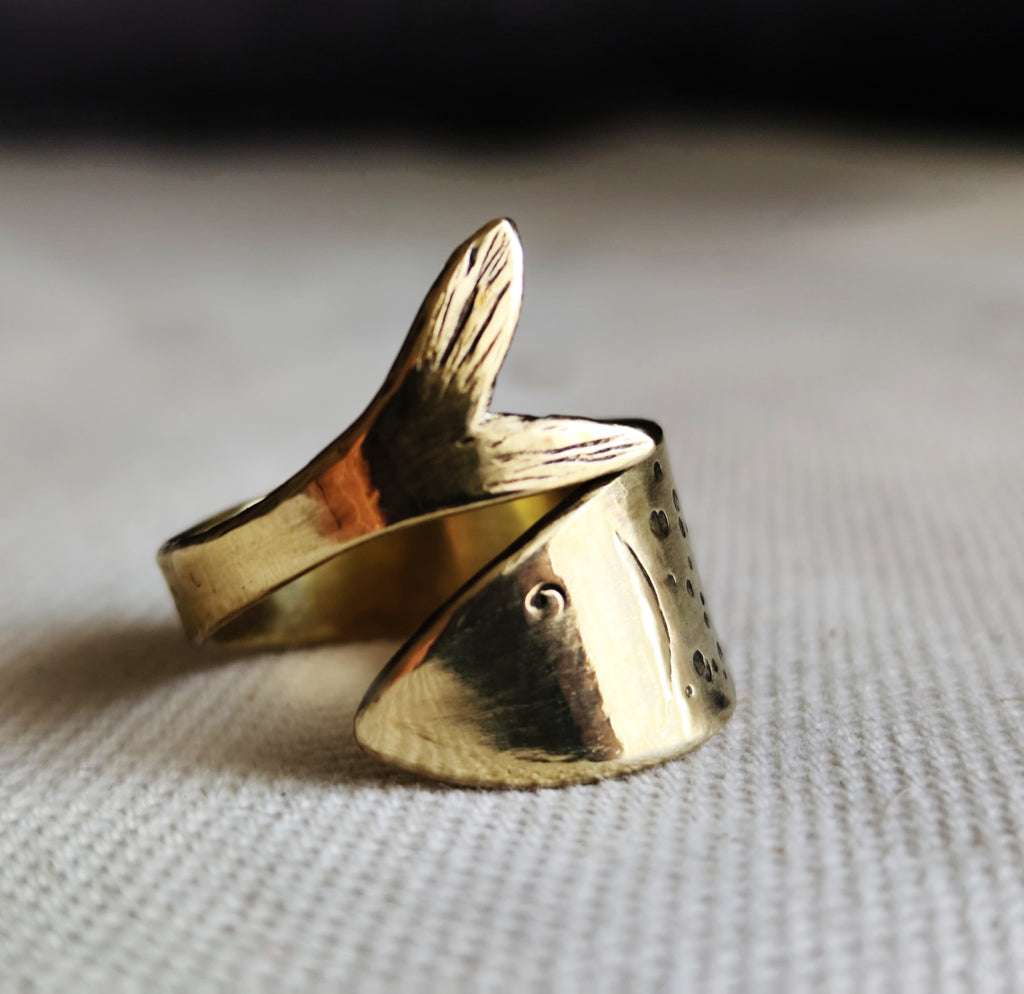 Golden Brass Wrap Fish Ring