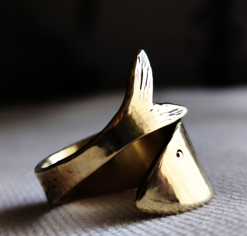Golden Brass Wrap Fish Ring
