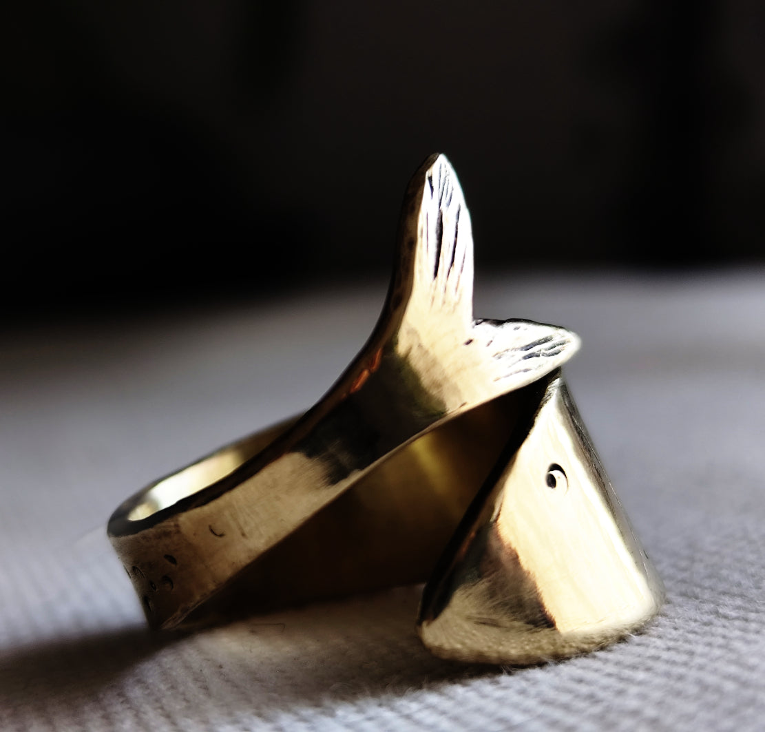 Golden Brass Wrap Fish Ring