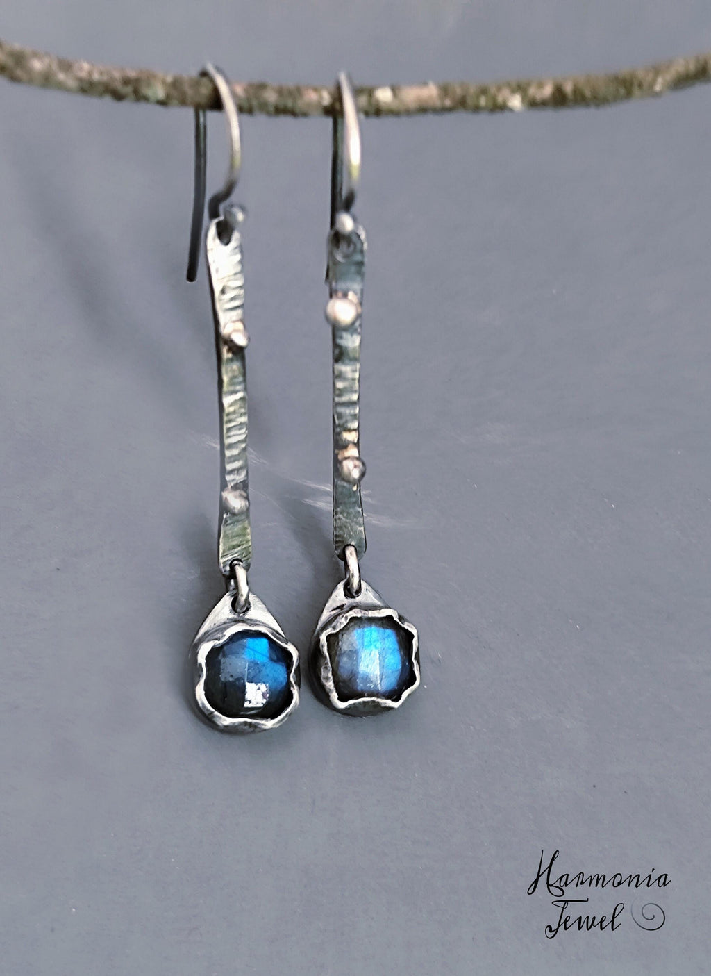 Mismatched Flashy Blue Labradorite Earrings Silver